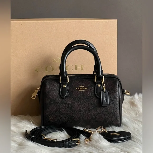 💰SOLD - CCL59 - Coach Mini Rowan Crossbody Bag in Signature Canvas Gift Set - Picture 1 of 14